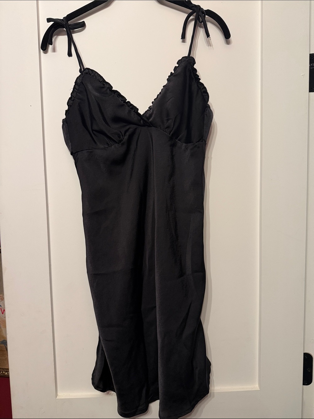 No Boundaries Black Satin Tie-Shoulder Slip Dress